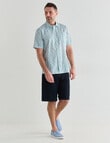 Chisel Daisy Short Sleeve Shirt Slub Print, Aqua product photo View 03 S