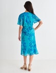 Ella J Printed Fluted Sleeve Dress, Aqua product photo View 02 S