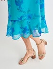 Ella J Printed Fluted Sleeve Dress, Aqua product photo View 06 S