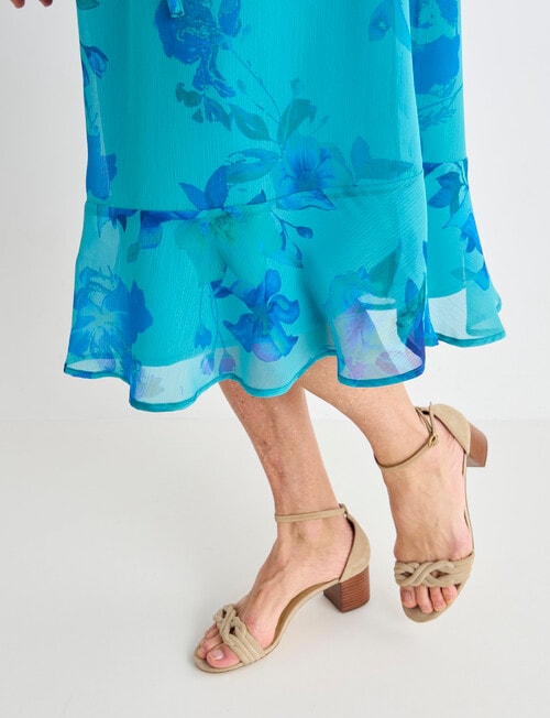 Ella J Printed Fluted Sleeve Dress, Aqua product photo View 06 L