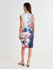 Ella J Border Print Shift Dress, White & Blue product photo View 02 S