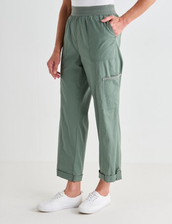 Ella J Cargo Roll Up Pants, Khaki product photo