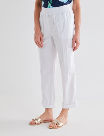 Ella J Cargo Roll Up Pants, White product photo