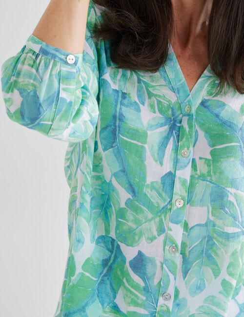 Ella J Button Detail Shirt, Green Leaf product photo View 04 L