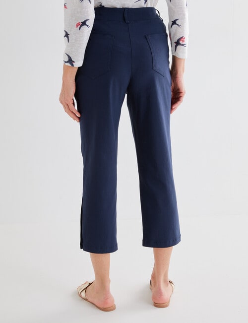 Ella J Pull-On Button Crop Pants, Navy product photo View 02 L