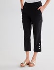 Ella J Pull-On Button Crop Pants, Black product photo