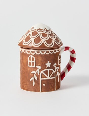 Christmas Shop Gingerbread Mug with Lid, 350ml, Brown product photo