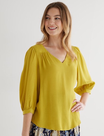 Whistle V-Neck Top, Gold product photo
