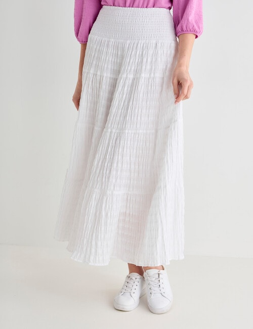 Whistle Shirred Waist Skirt, Ivory product photo