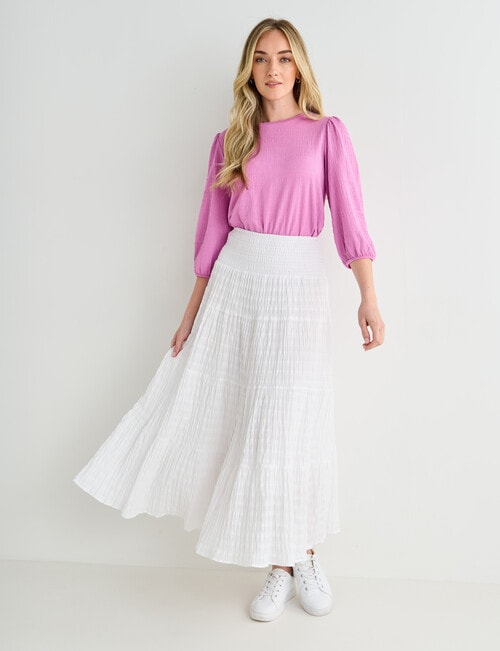 Whistle Shirred Waist Skirt, Ivory product photo View 03 L