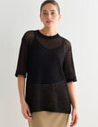 Mineral Chanel Merino Rib Crew Neck Tee, Black product photo View 05 S