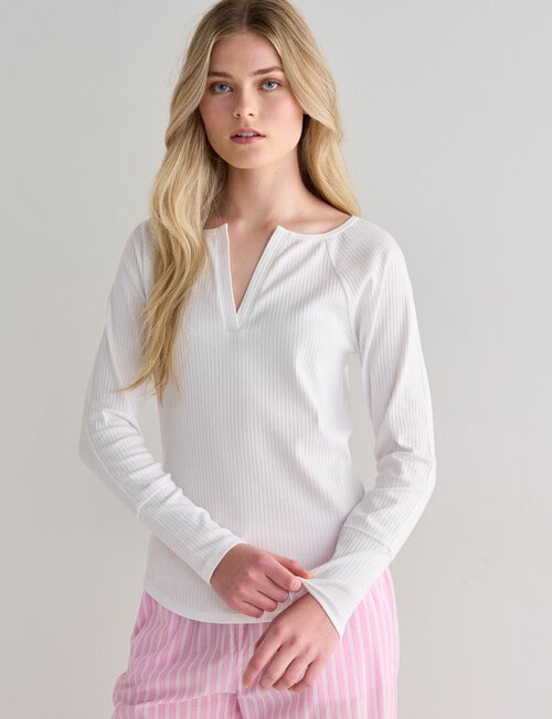 Mineral Sleep Rib Long Sleeve Top, White product photo View 05 L