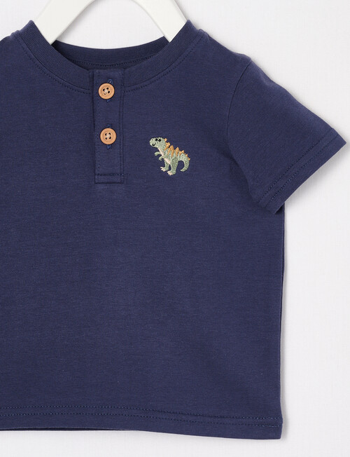 Teeny Weeny Play Time Henley Neck Short-Sleeve Tee, Navy product photo View 02 L