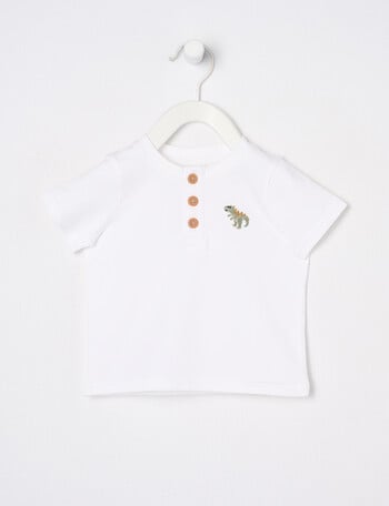 Teeny Weeny Play Time Henley Neck Short-Sleeve Tee, White product photo