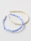 Mac & Ellie Scrunchie Headband, 2-Piece, Blue & Ivory product photo View 03 S