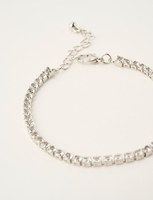 Harlow Single Row Diamante Bracelet, Imitation Silver Tone product photo View 02 L
