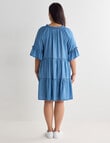 Whistle Ruffle Sleeve Knee Length Dress, Chambray product photo View 02 S