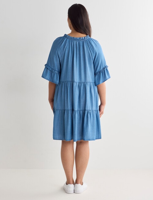 Whistle Ruffle Sleeve Knee Length Dress, Chambray product photo View 02 L