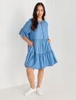 Whistle Ruffle Sleeve Knee Length Dress, Chambray product photo View 03 S