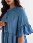 Whistle Ruffle Sleeve Knee Length Dress, Chambray product photo View 04 S