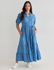 Whistle Tiered Lyocell Dress Short Sleeve, Denim Wash product photo View 03 S