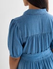 Whistle Tiered Lyocell Dress Short Sleeve, Denim Wash product photo View 05 S