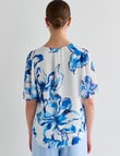 Whistle Shell V-Neck Flutter Sleeve Top, Abstract Floral product photo View 02 S