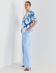 Whistle Shell V-Neck Flutter Sleeve Top, Abstract Floral product photo View 03 S