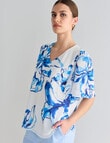 Whistle Shell V-Neck Flutter Sleeve Top, Abstract Floral product photo View 04 S