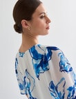 Whistle Shell V-Neck Flutter Sleeve Top, Abstract Floral product photo View 05 S