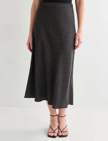 Oliver Black Beige Digit Satin Midi Skirt, Black product photo