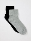 Ambra Cuffed Rib Crew Sock, 2- Pack, Black & Grey Marle product photo