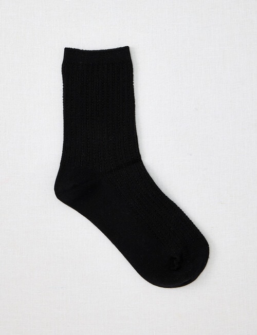 Ambra Fine Cable Crew Sock, Black product photo