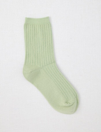 Ambra Fine Cable Crew Sock, Seafoam product photo