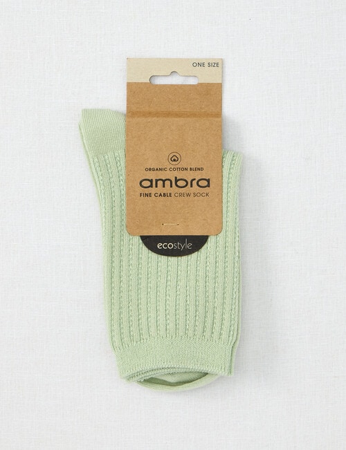 Ambra Fine Cable Crew Sock, Seafoam product photo View 02 L