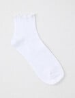 Ambra Lettuce Edge Crew Sock, White product photo