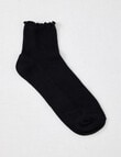 Ambra Lettuce Edge Crew Sock, Black product photo