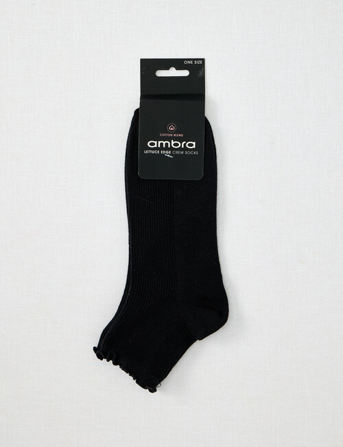 Ambra Lettuce Edge Crew Sock, Black product photo View 02 L