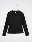 Wavetribe Long Sleeve Zip Front Rash Top, Black product photo