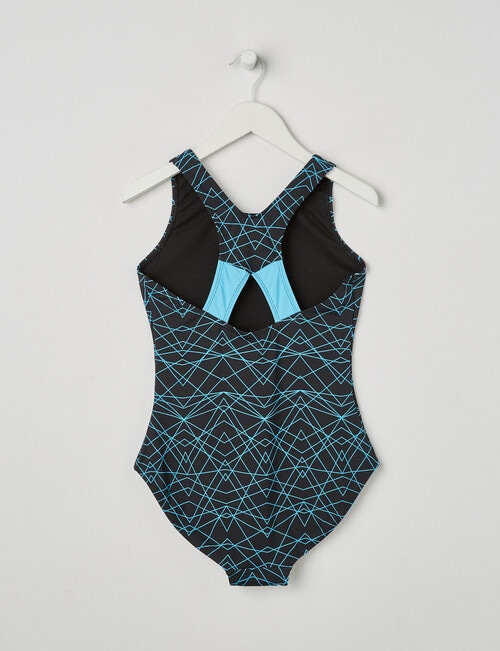 Wavetribe Geometric Ocean One Piece Swimsuit, Black product photo View 03 L