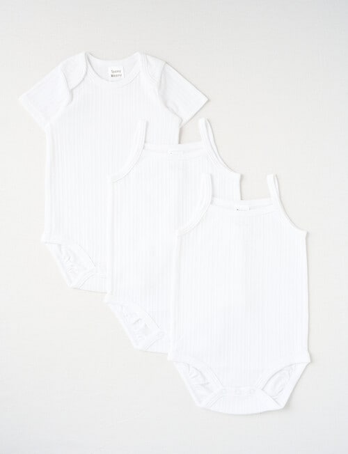 Teeny Weeny Pointelle Bodysuit Set, 3-Piece, White product photo