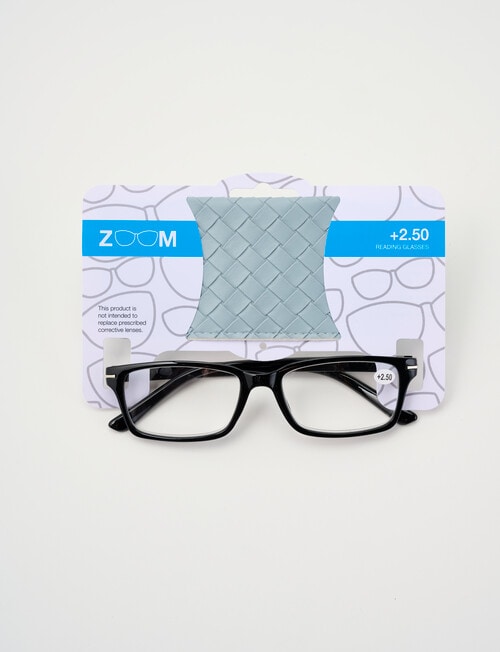 Zoom Retro Square Reading Glasses, Black product photo View 02 L