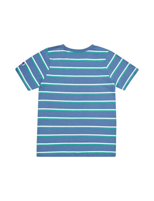 Champion Kids Stripe Tee, Antique Blue, White & Emerald product photo View 02 L