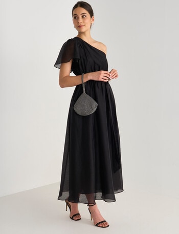 Harlow One Shoulder Midi Dress, Black product photo