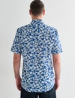 Chisel Palm Slub Print Short Sleeve Shirt, Denim Blue product photo View 02 S