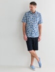 Chisel Palm Slub Print Short Sleeve Shirt, Denim Blue product photo View 03 S