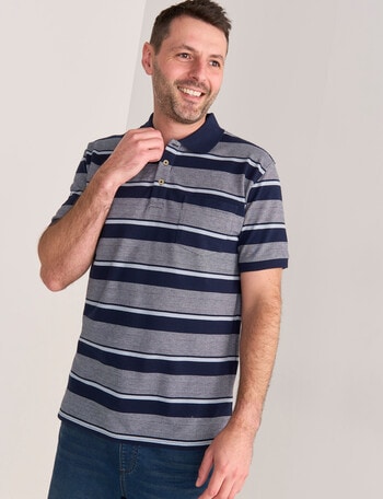 Chisel Stripe Short Sleeve Polo Shirt, Navy product photo