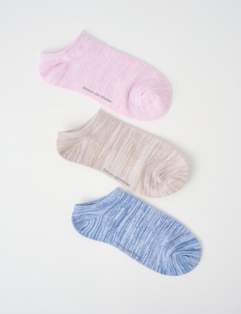 Simon De Winter Viscose Anklet Socks, 3-Pack, Blush, Stone & Dusk Blue product photo