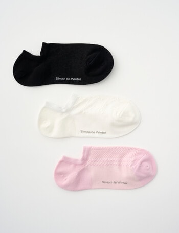 Simon De Winter Textured Liner Sock, 3-Pack, Black, Ivory & Dusty Blush product photo