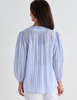 Ella J Stripe Ruffle Top, Blue & White product photo View 02 S